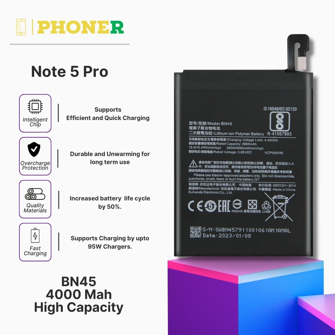 Mobile Battery For Mi Redmi Note Pro BN45 Powering Your Pro